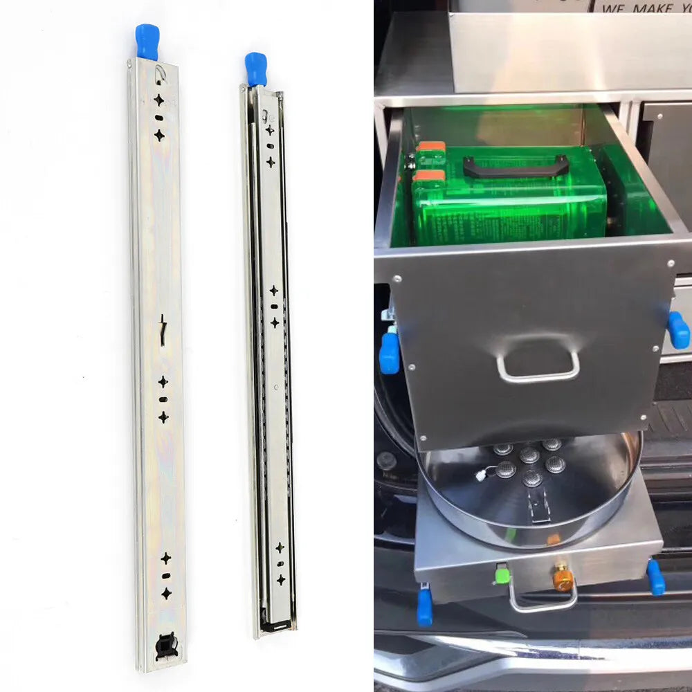 Lock Duty Draw Slides 24"Inch Full Trailer Drawer Fridge Extension Heavy Runner
