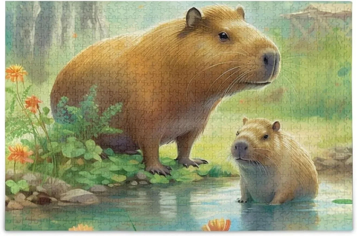 Puzzle, Game Fun Puzzle Parents Zigsaw Capybara Material for Challenging Family Brain Adults, Jigsaw Family PCS Wood Composite Paper Bag, Kids Gift 1000 Exercise with Storage Friends for