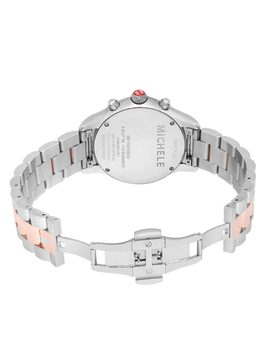 Ladies 40mm MWW17A000017 Diamond Watch Michele Steel 0.50cttw Jetway Quartz