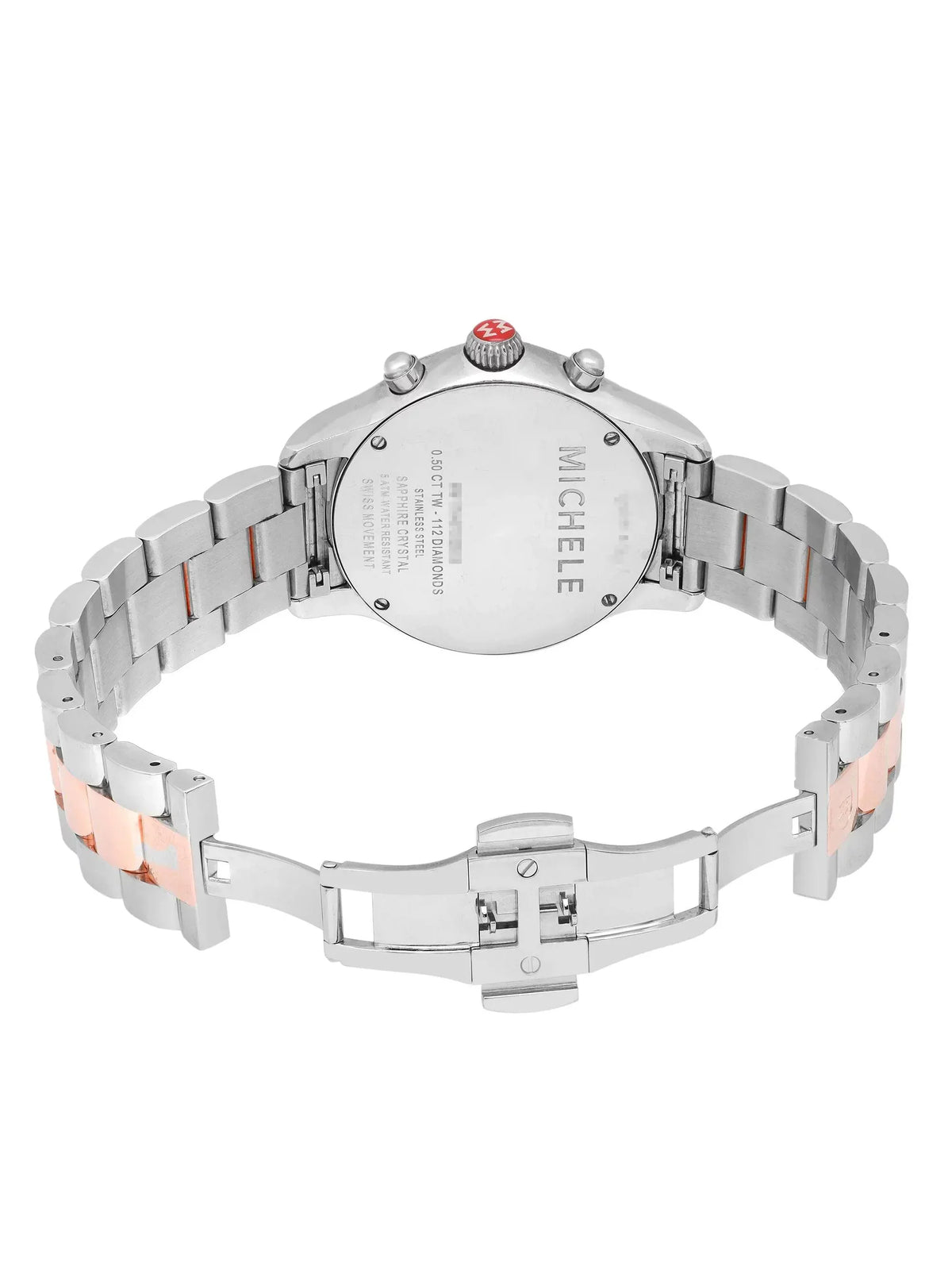 Ladies 40mm MWW17A000017 Diamond Watch Michele Steel 0.50cttw Jetway Quartz
