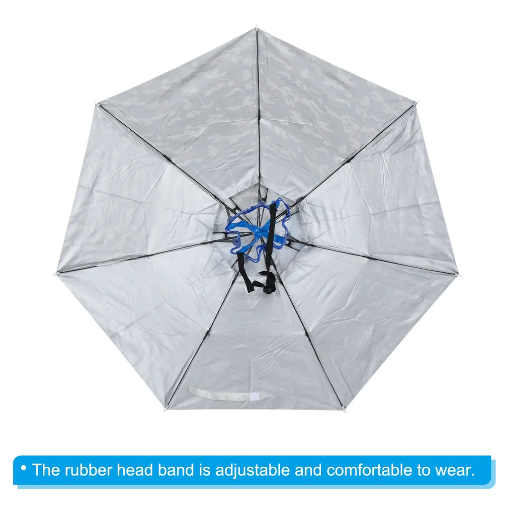 OD 37.4" Sun Fabric Double Rain Oxford Layer Camo Umbrella Uxcell Hat, Folding with Head Cap Strip,