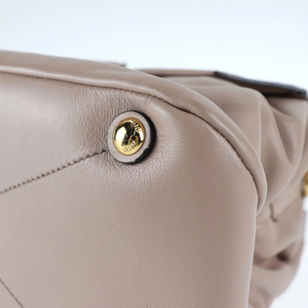 handbag (Good) leather Miu RN1079 Pre-Owned CAMMEO Miu 2WAY MIUMIU beige pink