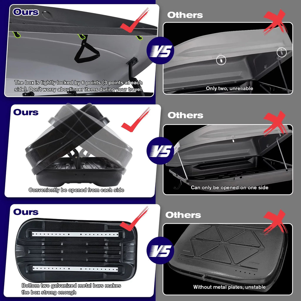 Rooftop Hard x 13 Box Cargo for Box Rooftop W SUV Carbon Carrier Cargo Grain Waterproof Fibre x L Large with Rooftop Cargo H, 56.3" Shell Locks, Double 13.8" ft³ 30.3"