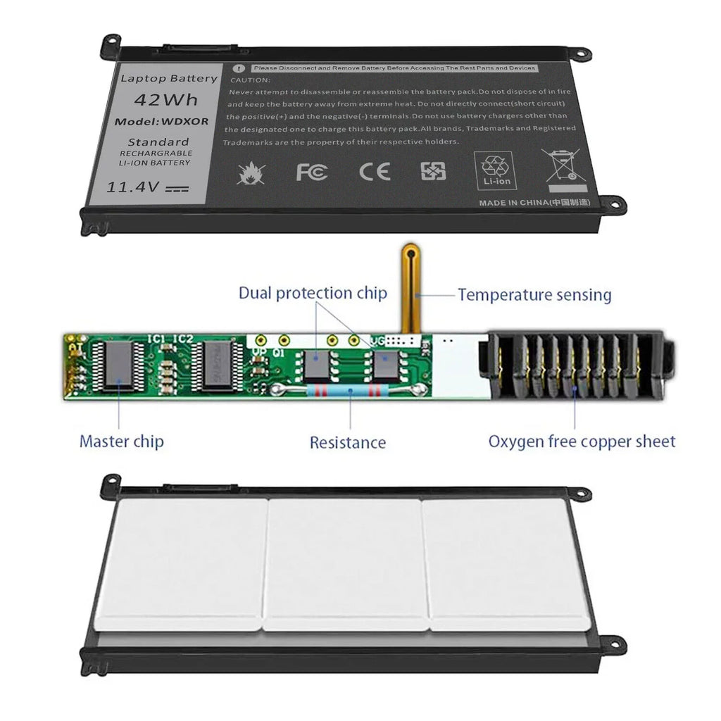 Dell WDXOR WDX0R 3380 for 3180 3390 Battery 3190 Latitude 3-Cell 42Wh 3300 3379
