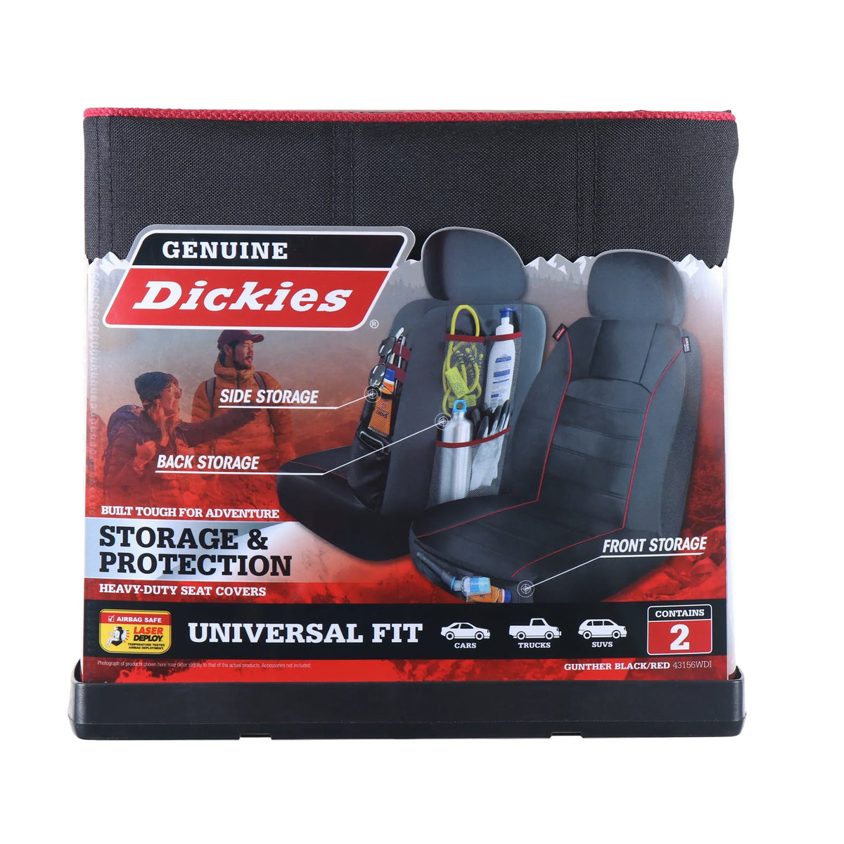 Piece Seat 43156WDI and Front Black 2 Universal Storage Red, Covers with Genuine Car - Dickies