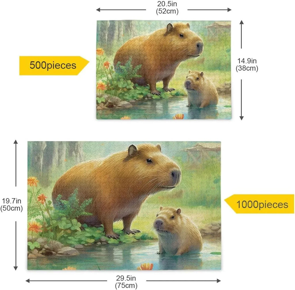 Puzzle, Game Fun Puzzle Parents Zigsaw Capybara Material for Challenging Family Brain Adults, Jigsaw Family PCS Wood Composite Paper Bag, Kids Gift 1000 Exercise with Storage Friends for