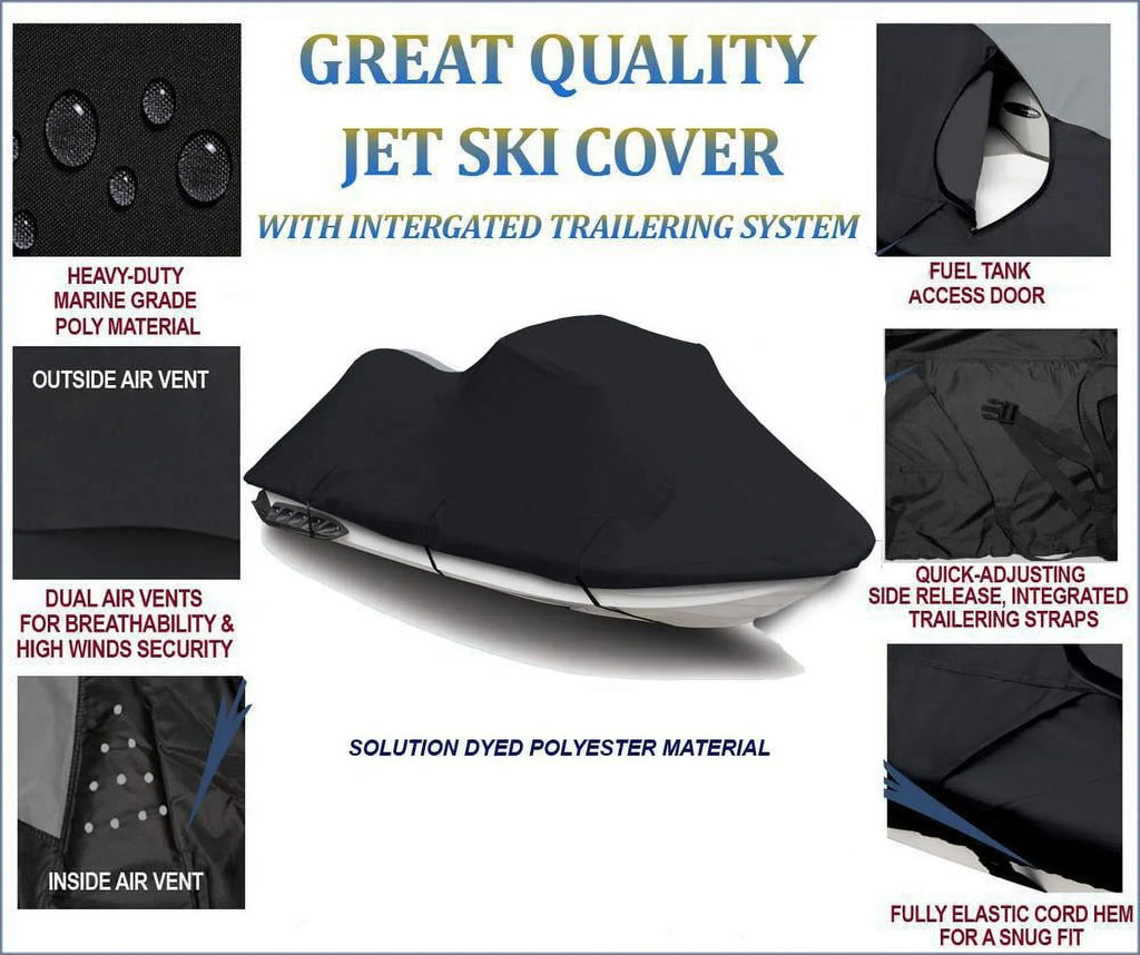 SKI Doo 600D 2003 VTCE Ski PWC Cover Compatible BLACK Watercraft Cover 2005 Jet Sea Sea-Doo JET for 2004 GTX 4-TEC