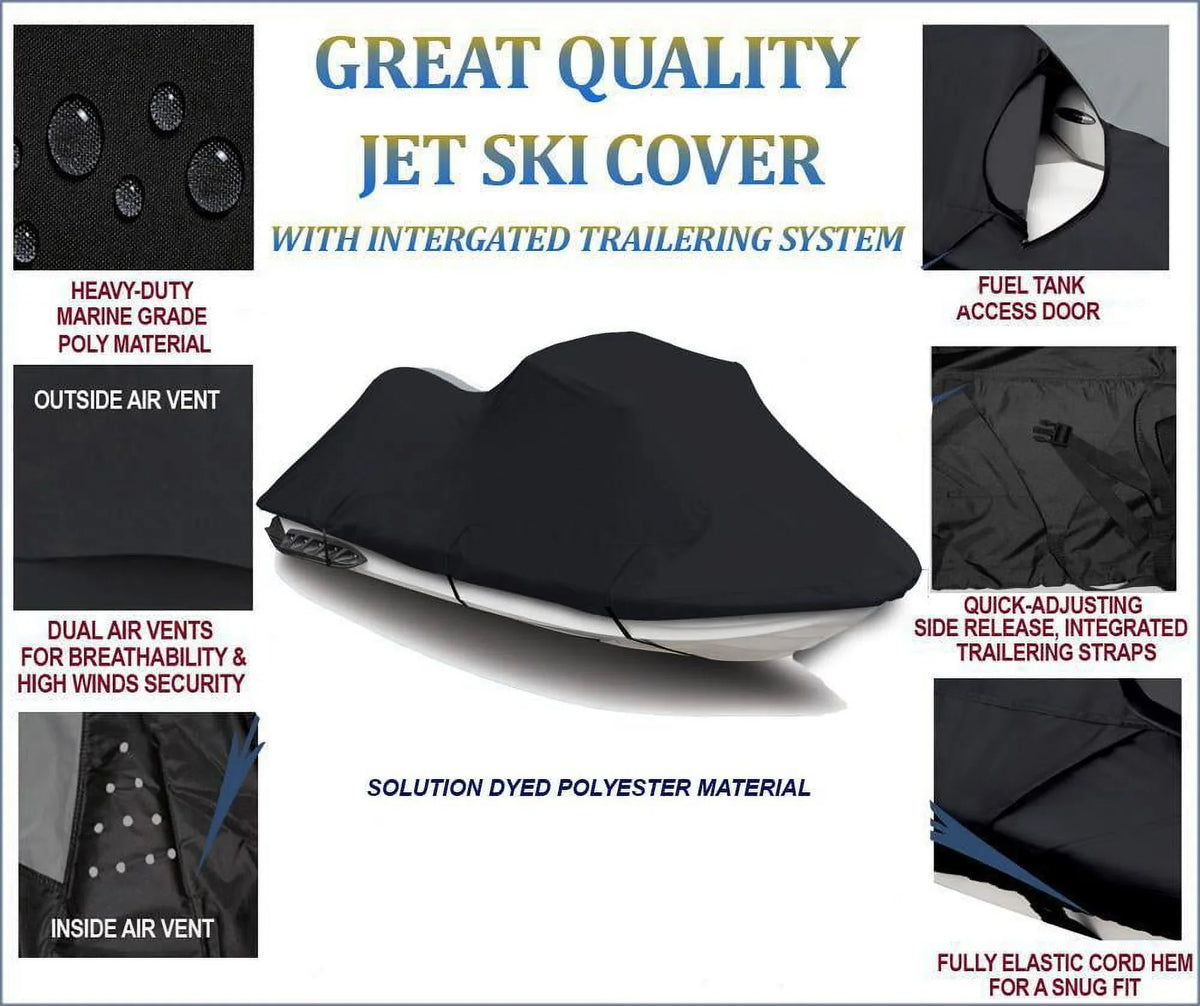 SKI Doo 600D 2003 VTCE Ski PWC Cover Compatible BLACK Watercraft Cover 2005 Jet Sea Sea-Doo JET for 2004 GTX 4-TEC