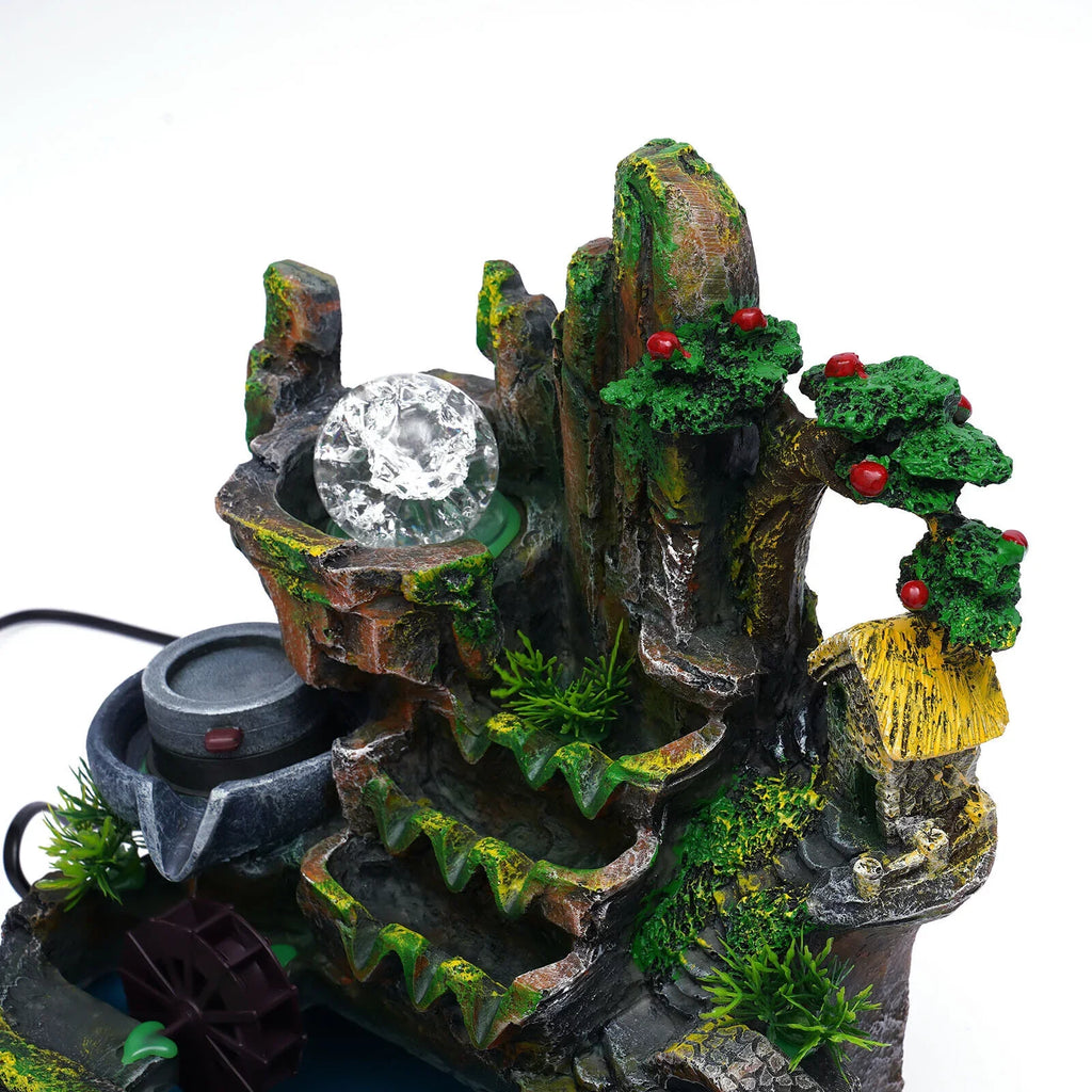 Decoration Light With Atomizer ZhdnBhnos Tabletop Fountain Office Home Led Fengshui Waterfall Indoor Rockery &