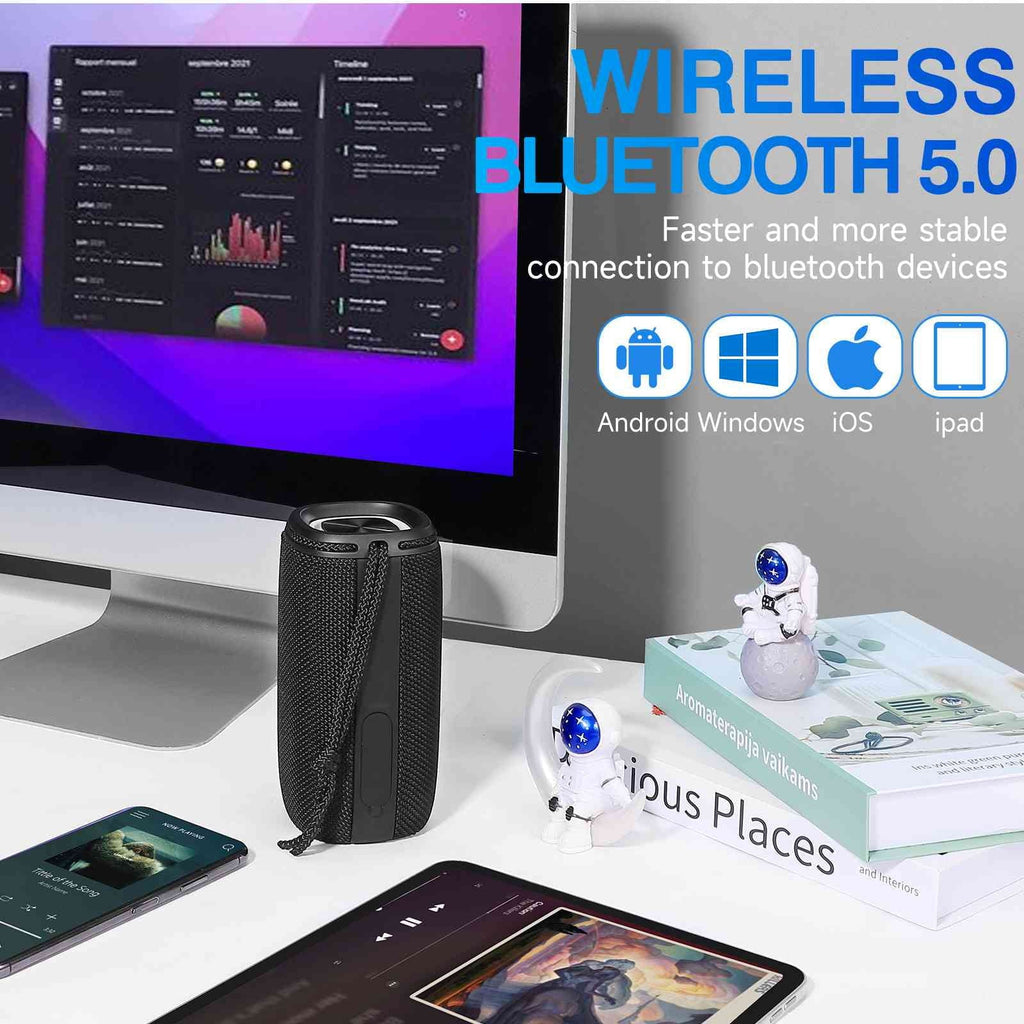 with Bass, Black Waterproof Sound - BT5.3, Pairing, Surround Speakers IPX5 LG Speaker UrbanX for Bluetooth Speaker, X808 Portable True HD Punchy Wireless 360° W41+