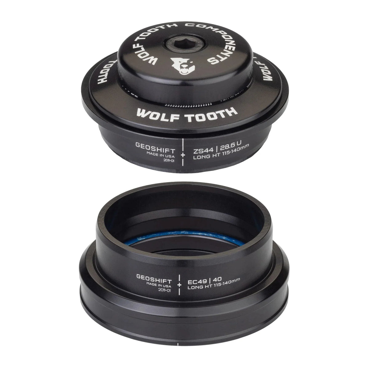 Black ZS44/EC49, - Performance GeoShift 1 Deg, Long, Tooth Headset Wolf Angle