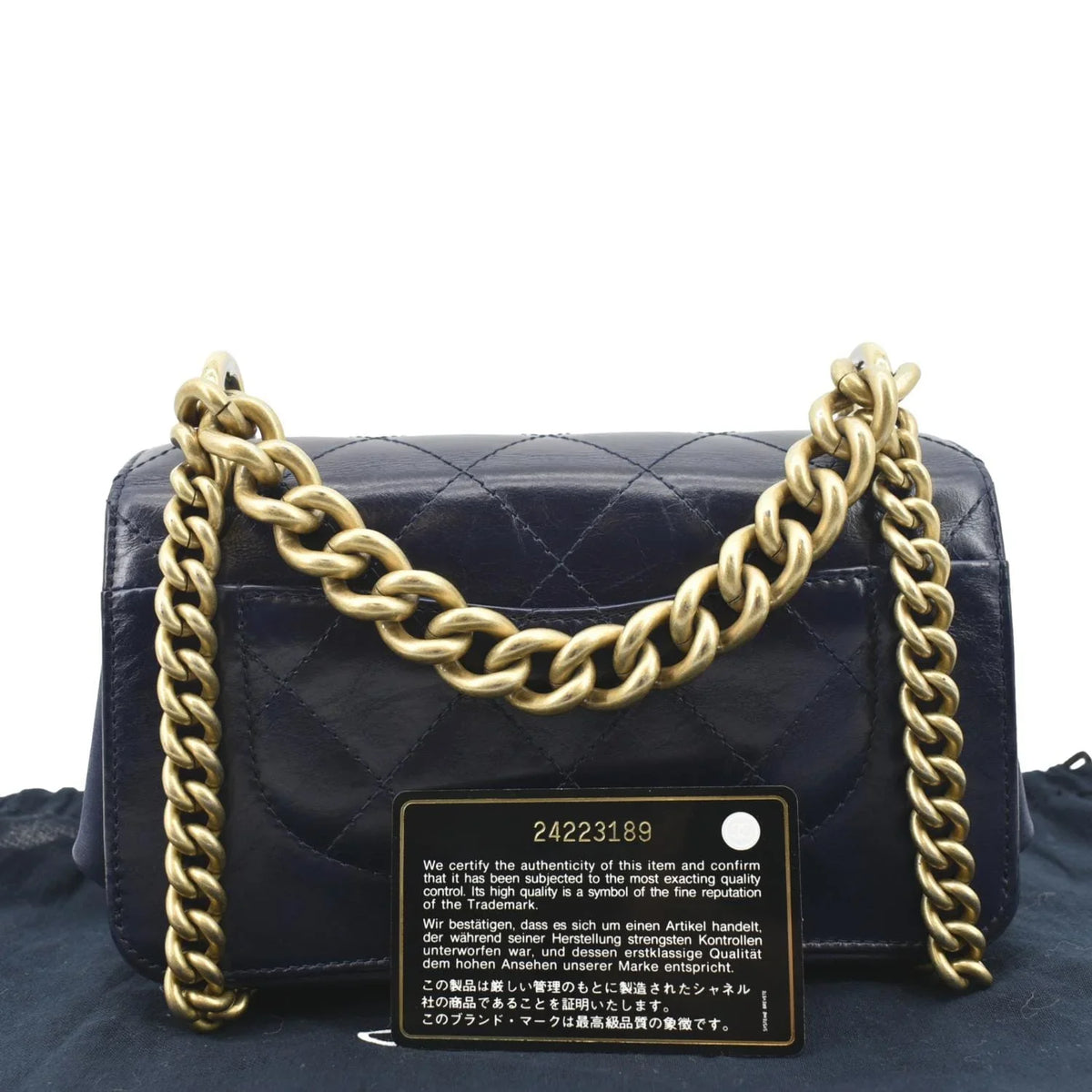 Chain CHANEL Bag Flap Handle Shoulder Blue Pre-Owned CC Leather Quilted