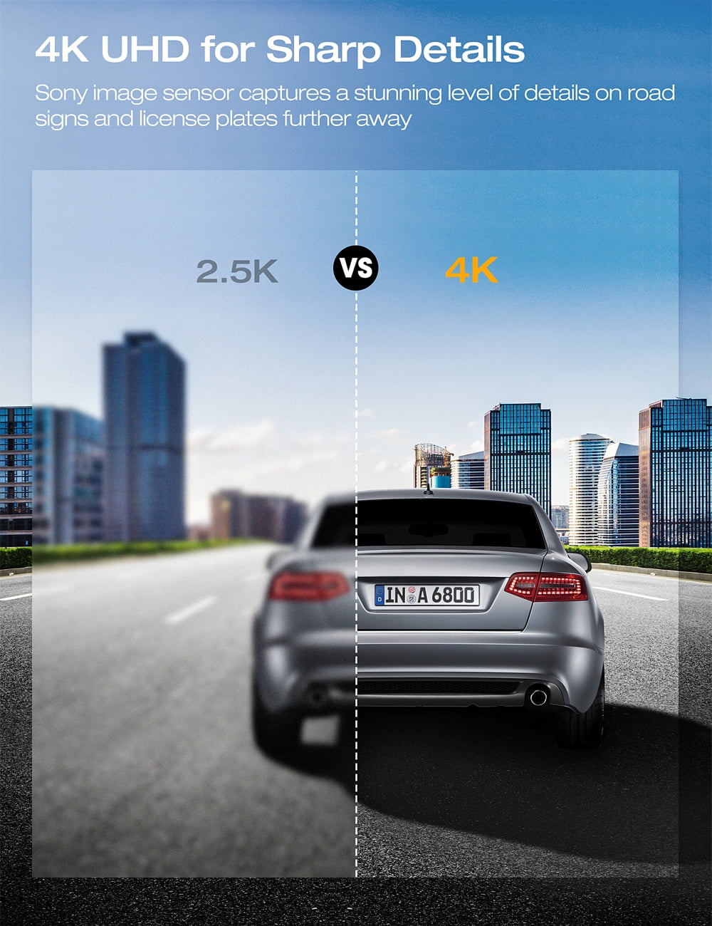 Dash Front Cars, for Rear 256GB with Support Monitor, and 3" Cam Camera Dual Cam 4K+1080P Dash Car Dash Parking