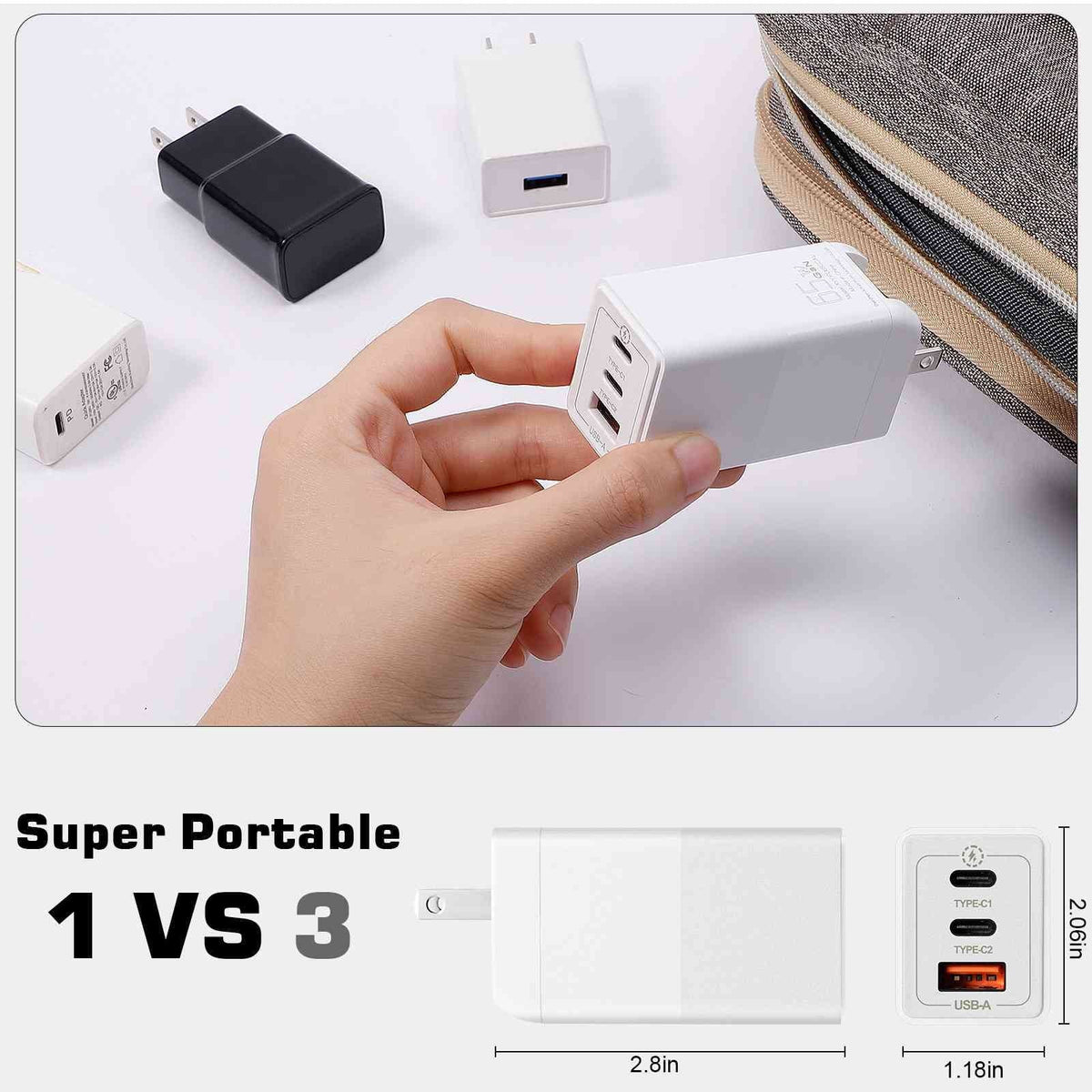 Travel 2/One A9/One 3 Compatible with Galaxy, M9/Desire Dual USB-C HTC Samsung USB iPhone, Remix, Ports High-Speed & MacBook 65W UrbanX Pixel, Charging One Charger Fast with Eye/Butterfly Google