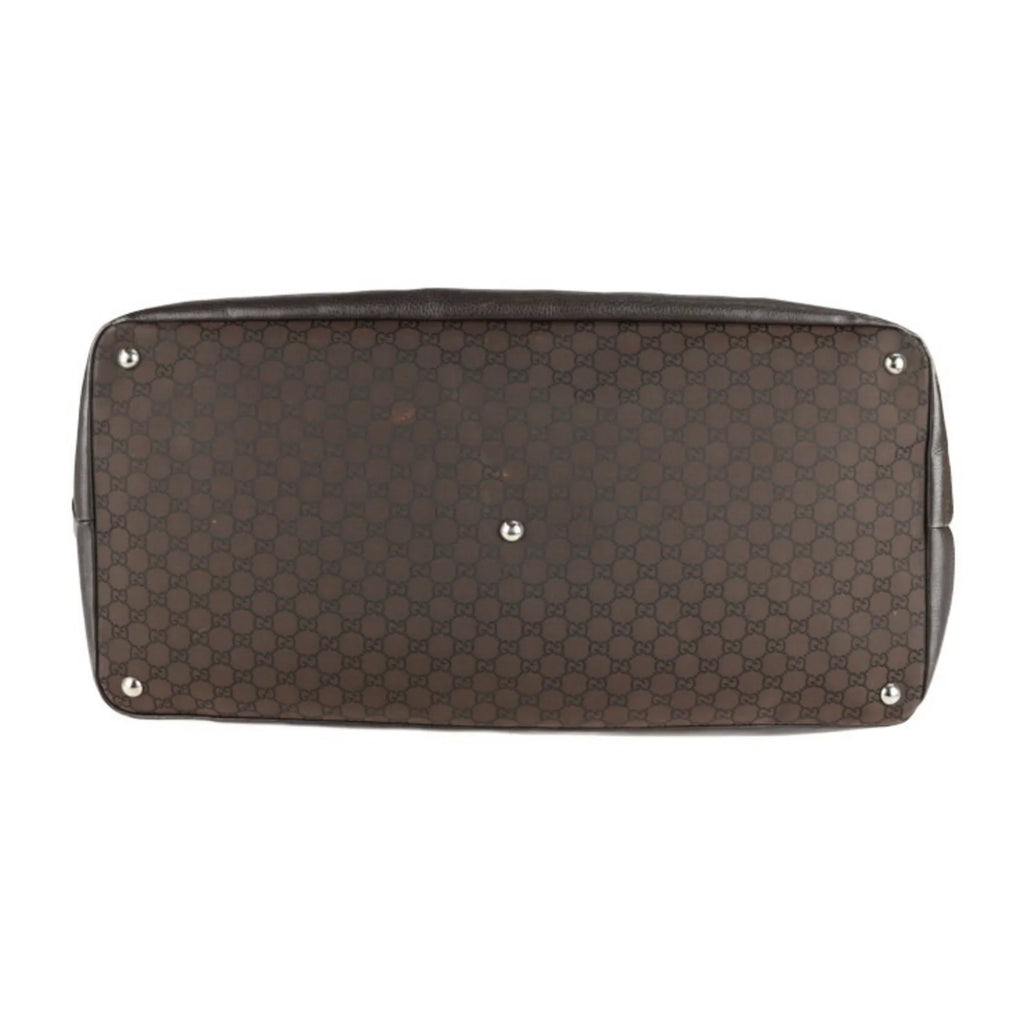 (Good) Boston Shoulder GG Leather Gucci Nylon Brown Bag 105669 GUCCI Pre-Owned Travel